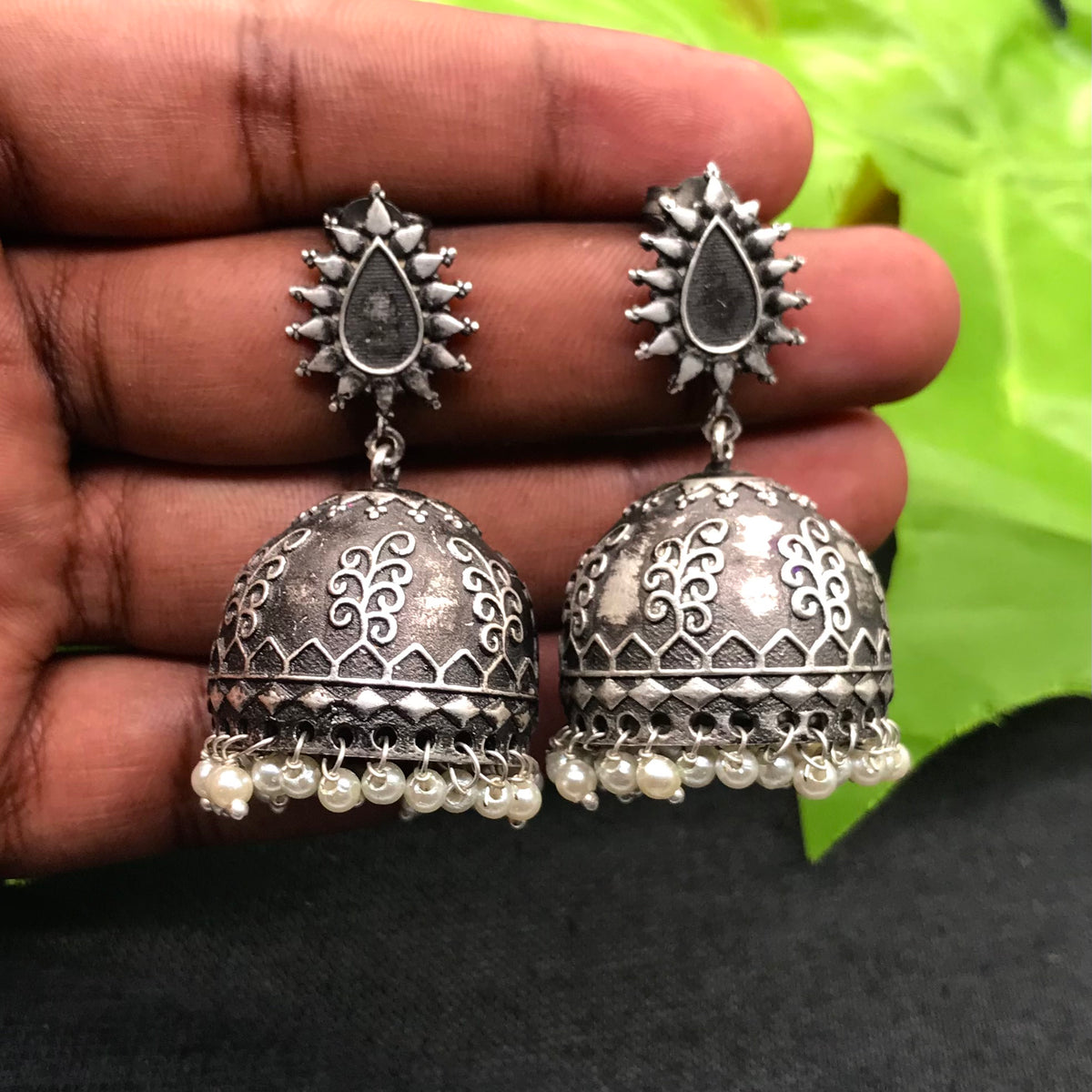 Unique Oxidized Silver Plated Earrings with Handmade Festival Jewelry EAR-1567