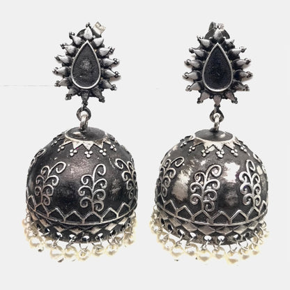 Unique Oxidized Silver Plated Earrings with Handmade Festival Jewelry EAR-1567