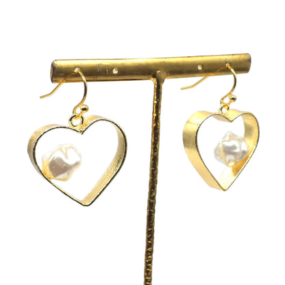 Baroque Pearl Earrings Stunning Heart Shape Gold Plated Fashion Jewelry EAR-10381