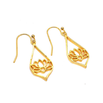 Lotus Dangler Earrings For Women's 3 Pair Gold Plated Fashion Jewelry EAR-10664