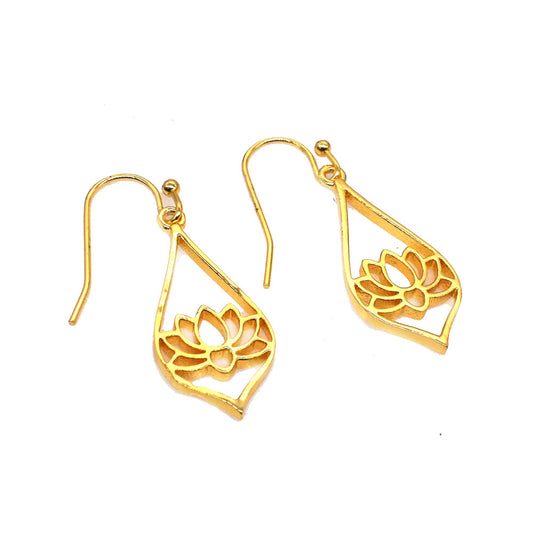 Lotus Dangler Earrings For Women's 3 Pair Gold Plated Fashion Jewelry EAR-10664