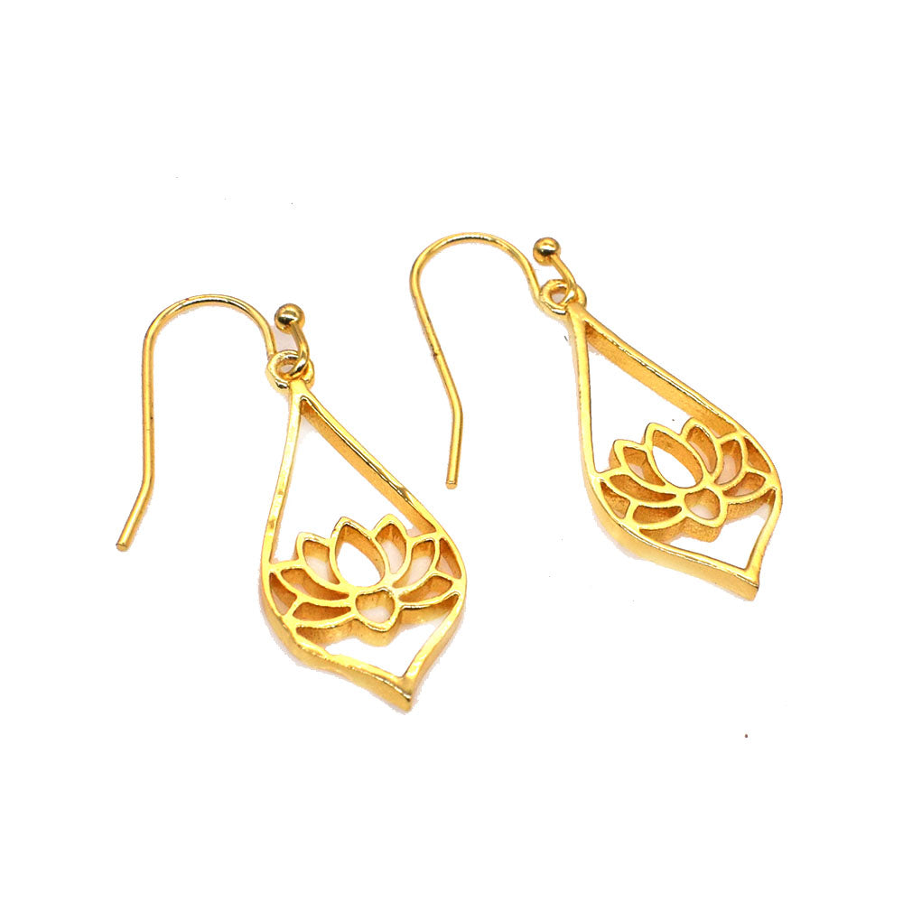 Lotus Dangler Earrings For Women's 3 Pair Gold Plated Fashion Jewelry EAR-10664