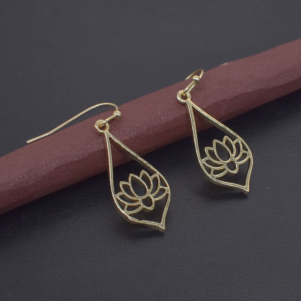 Lotus Dangler Earrings For Women's 3 Pair Gold Plated Fashion Jewelry EAR-10664
