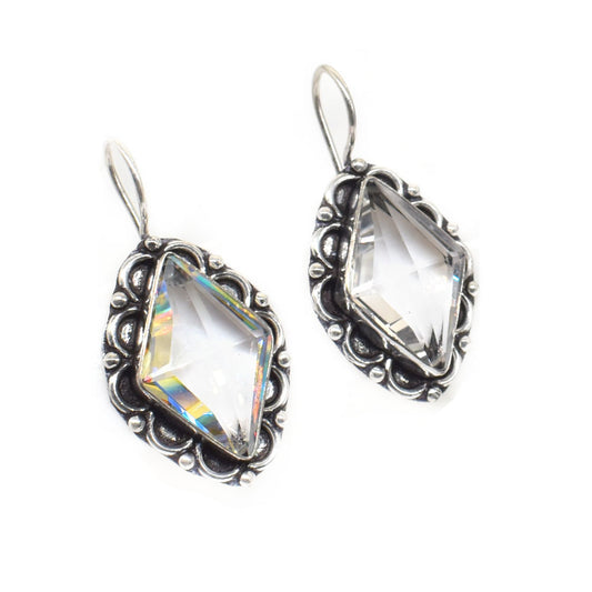 White Quartz Simulated Gemstone Handmade Fashion Kite Shape Earring 1 EAR-4145