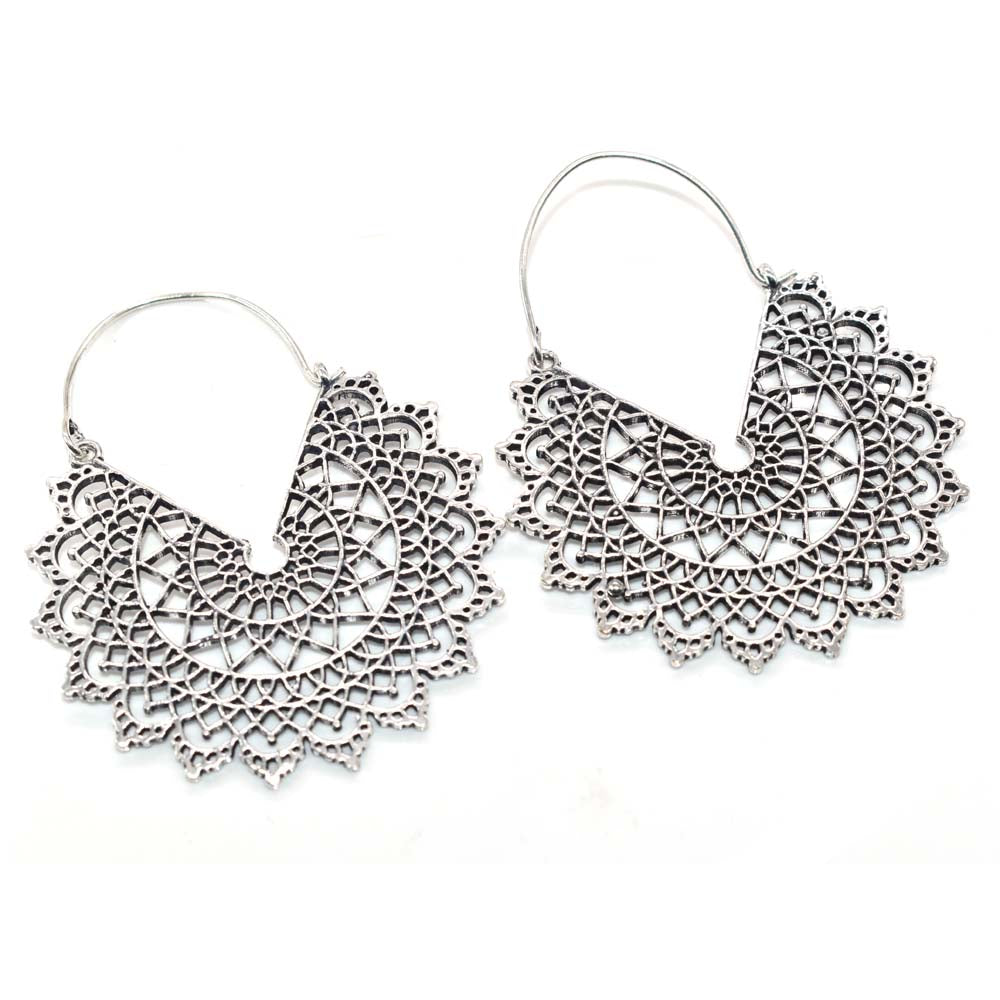 Filigree Silver Earrings Boho Mandala Dangle Earrings Ethnic Jewelry EAR-5305