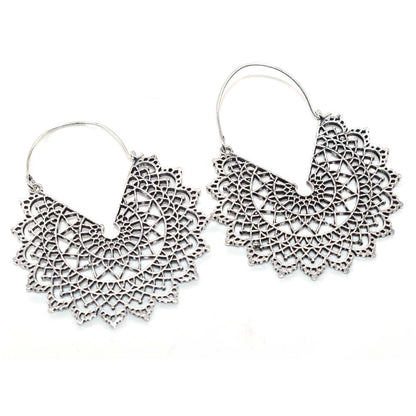Filigree Silver Earrings Boho Mandala Dangle Earrings Ethnic Jewelry EAR-5305