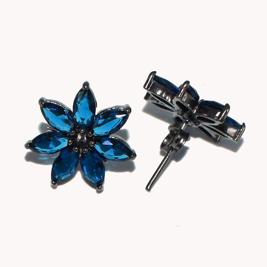 Tanzanite Quartz Rare Gemstone Black Rhodium Jewelry Earring 1 EAR-5553