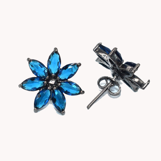 Tanzanite Quartz Rare Gemstone Black Rhodium Jewelry Earring 1 EAR-5553