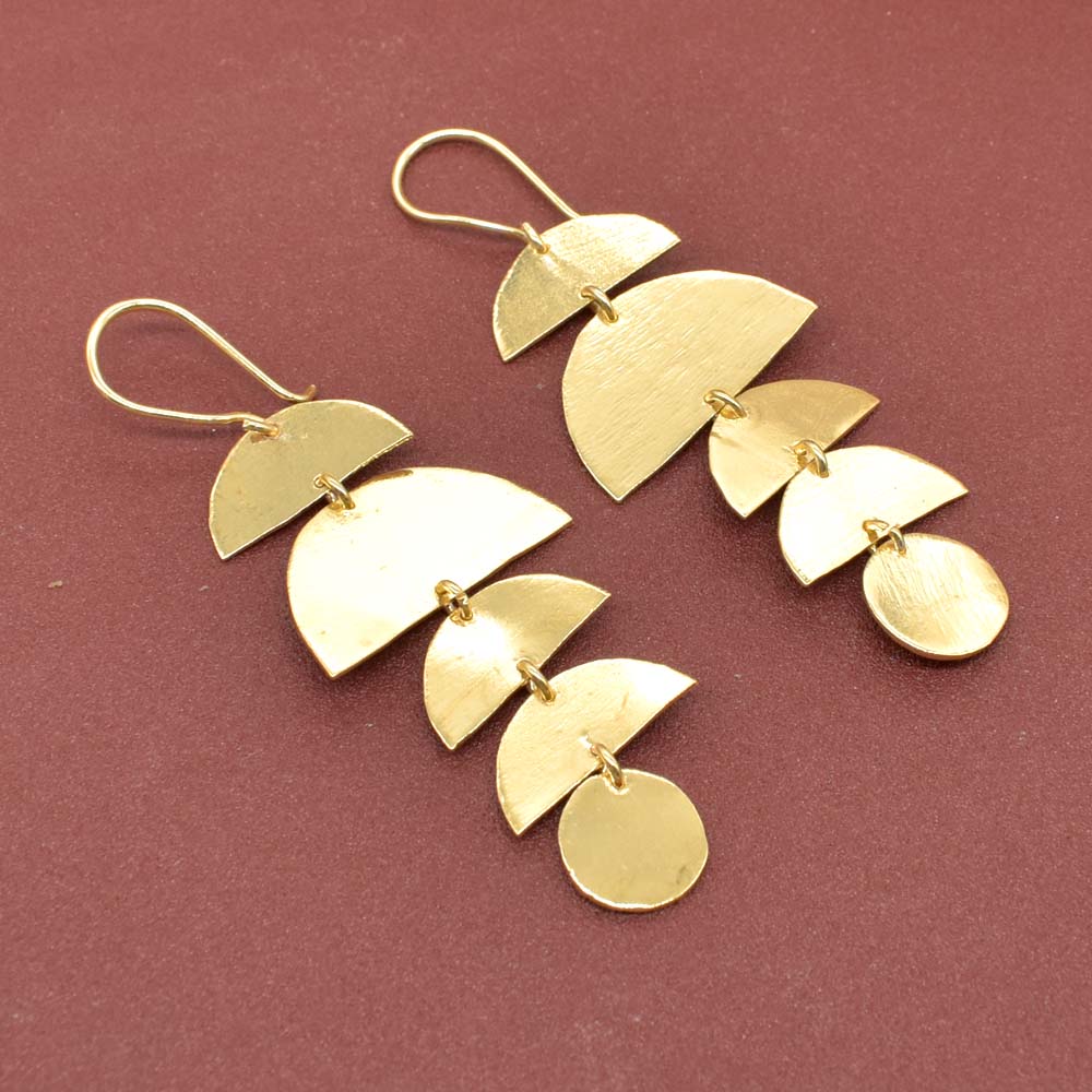 Gold Plated Half Moon Earrings Lightweight Celestial Jewelry Minimalist 2" EAR-6386