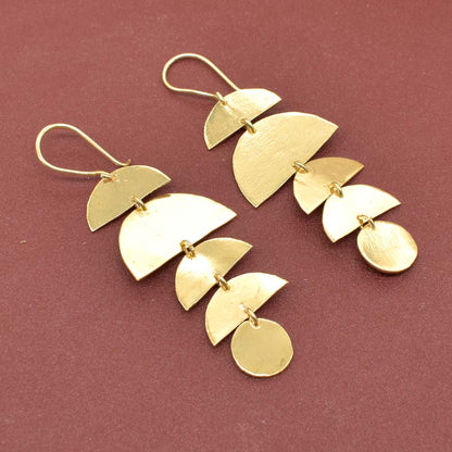 Gold Plated Half Moon Earrings Lightweight Celestial Jewelry Minimalist 2" EAR-6386