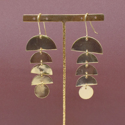 Gold Plated Half Moon Earrings Lightweight Celestial Jewelry Minimalist 2" EAR-6386