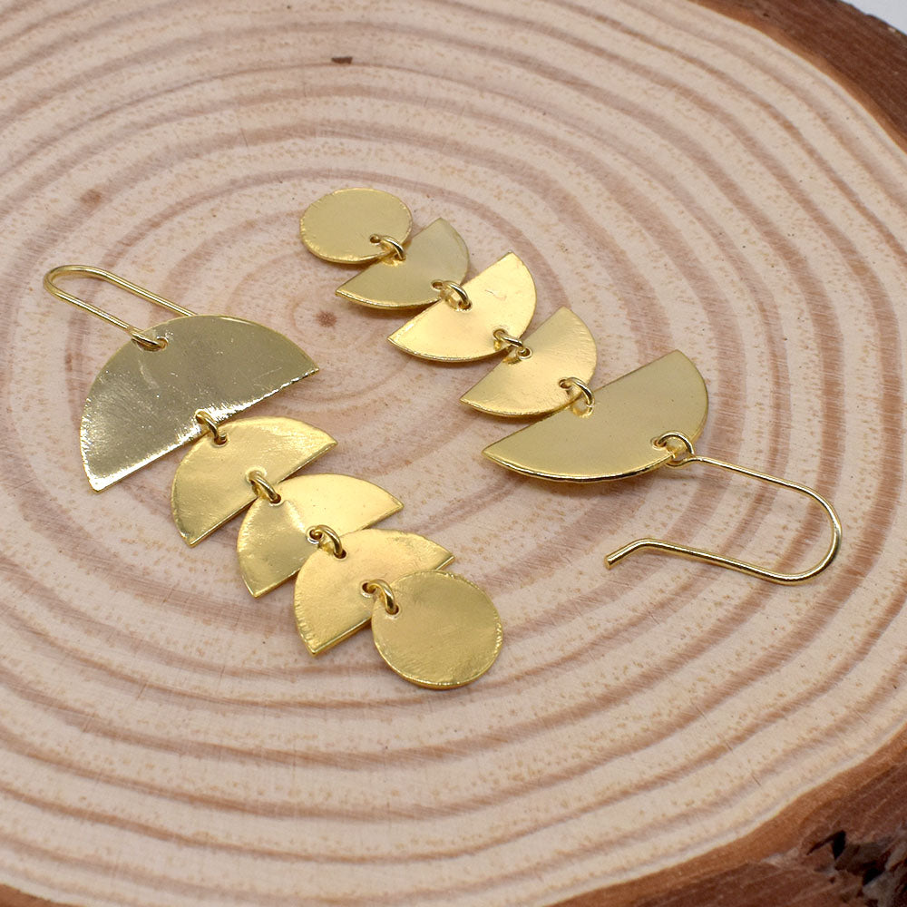 Gold Plated Half Moon Earrings Lightweight Celestial Jewelry Minimalist 2" EAR-6386