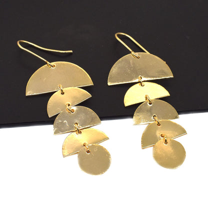 Gold Plated Half Moon Earrings Lightweight Celestial Jewelry Minimalist 2" EAR-6386