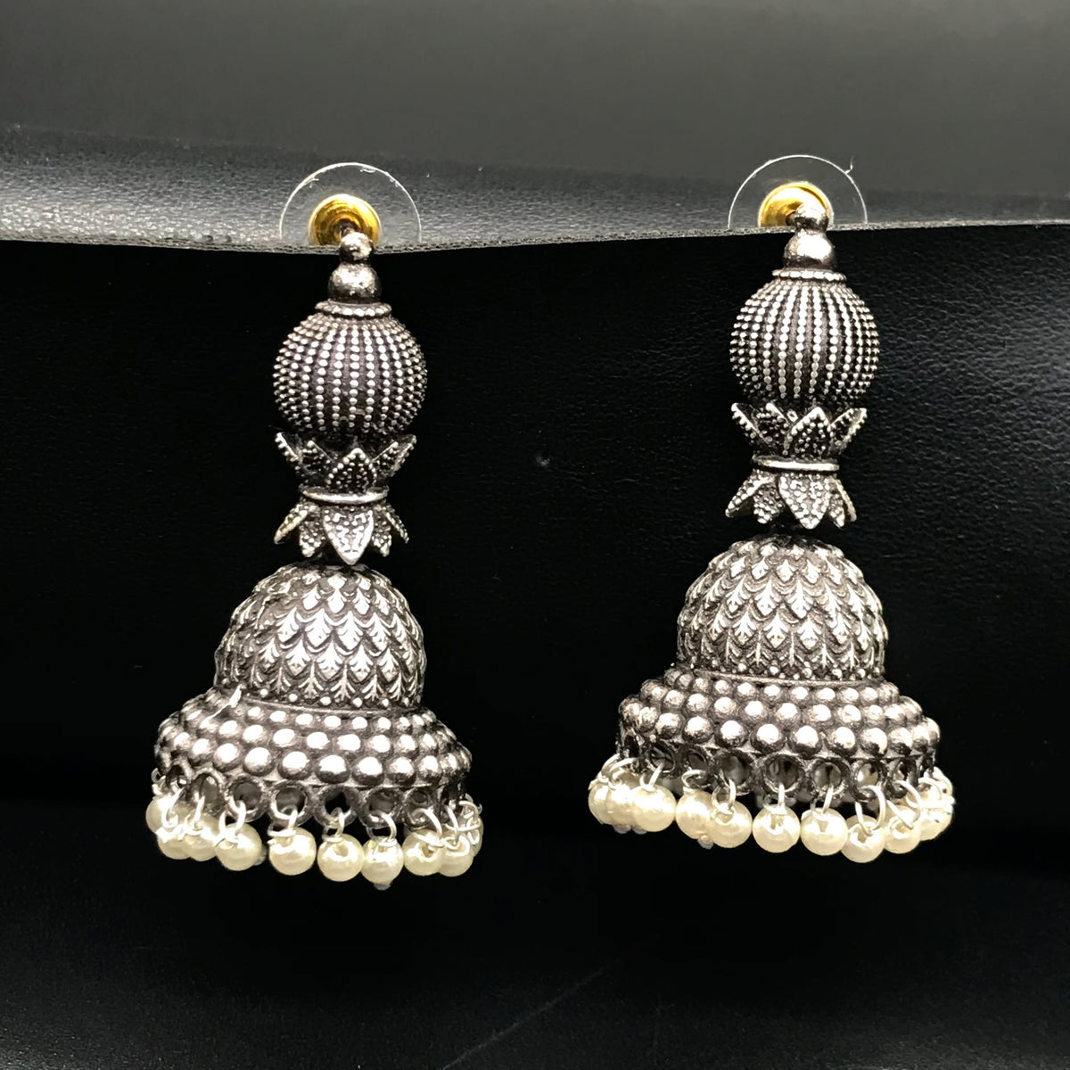 Handmade Oxidized Silver Plated Pearl Earrings Stylish Daily Wear Jewelry EAR-7529