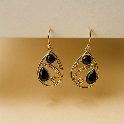 Swirl Gold Plated Tear Drop Earring