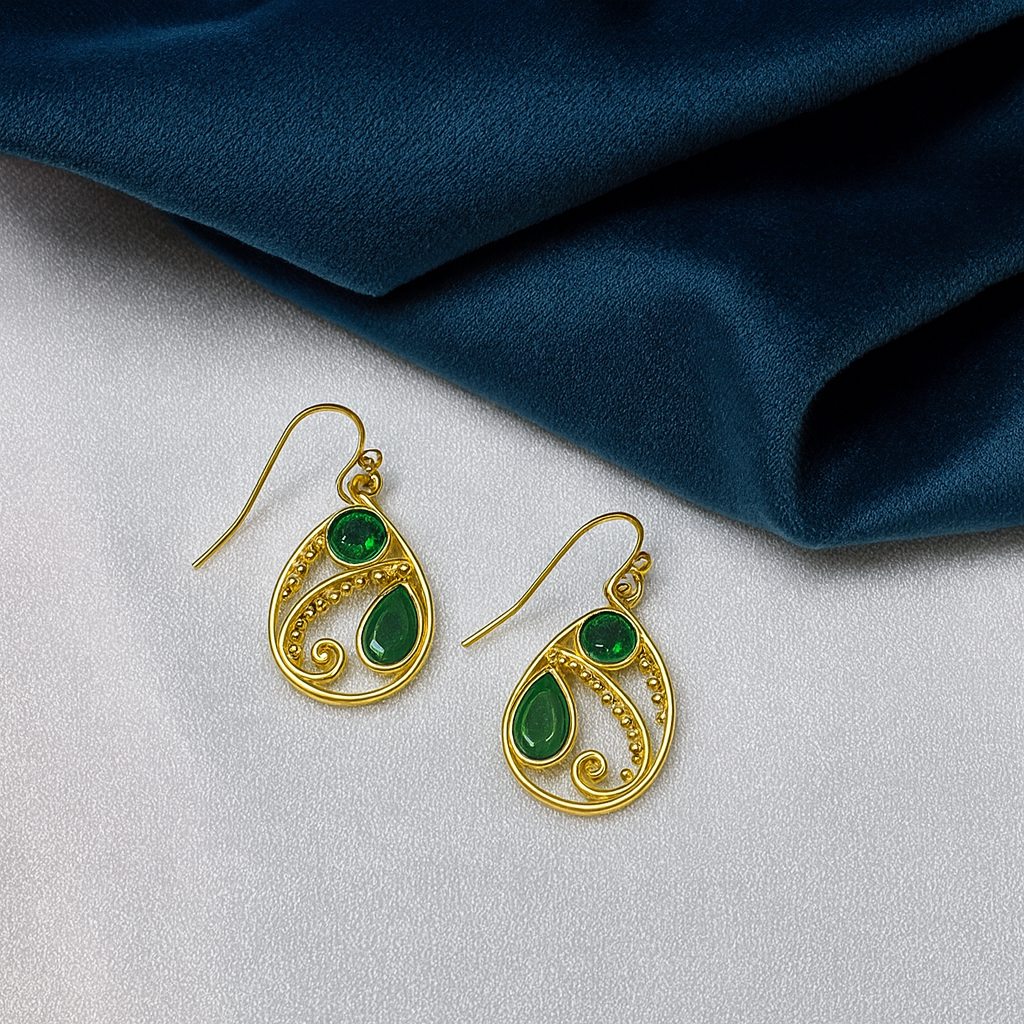Swirl Gold Plated Tear Drop Earring