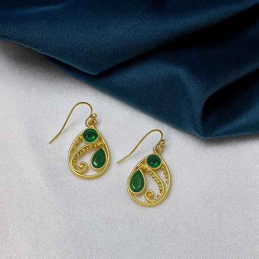 Swirl Gold Plated Tear Drop Earring