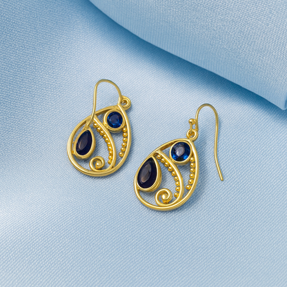 Swirl Gold Plated Tear Drop Earring