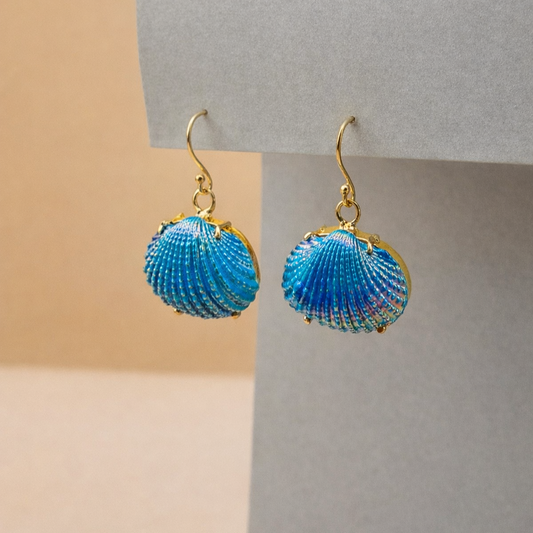 Titanium Sea Shell Earrings Ocean Inspired Beach Wear Jewelry EAR05-GLD