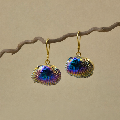 Titanium Sea Shell Earrings Ocean Inspired Beach Wear Jewelry EAR05-GLD