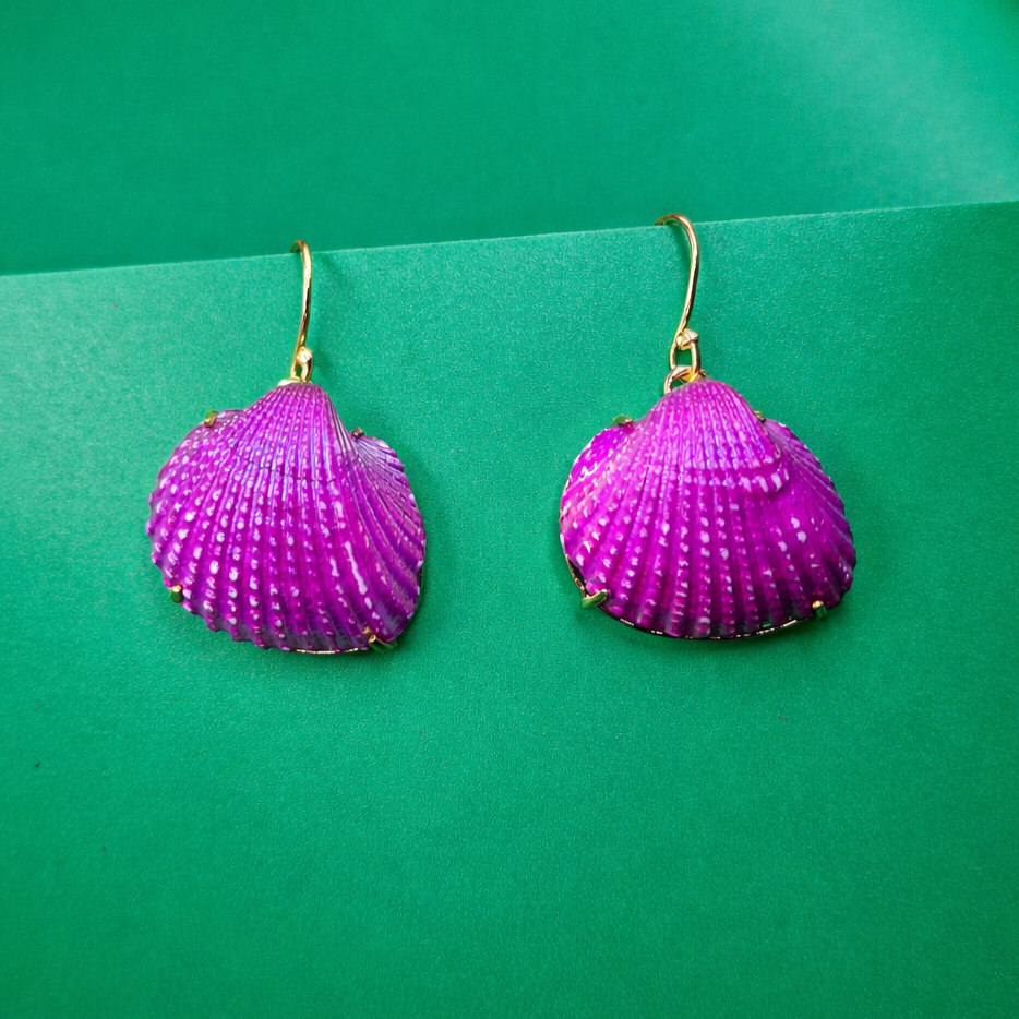 Titanium Sea Shell Earrings Ocean Inspired Beach Wear Jewelry EAR05-GLD