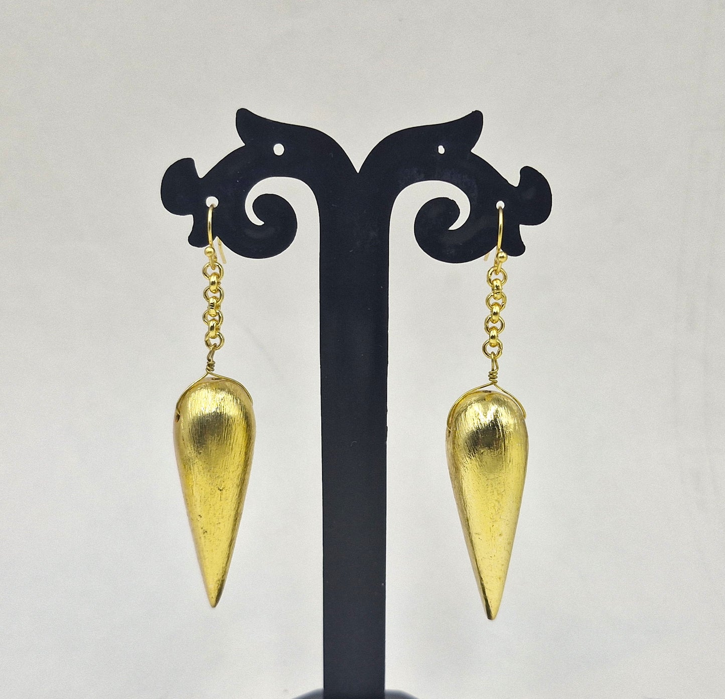 Minimalist Plain Gold 3D Drop Earrings Elegant Dainty Gold Dangle Earrings EAR08-GLD