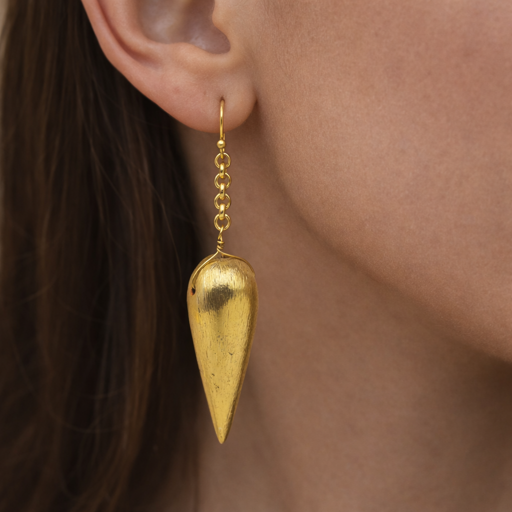 Minimalist Plain Gold 3D Drop Earrings Elegant Dainty Gold Dangle Earrings EAR08-GLD