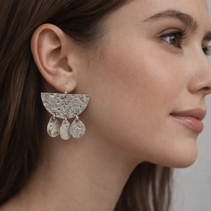 Elegant Silver Geometric Drop Earrings EAR10-PLN