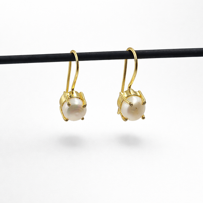 Minimal Gold Pearl Hoop Earrings for Women Elegant Jewelry EAR15-GLD