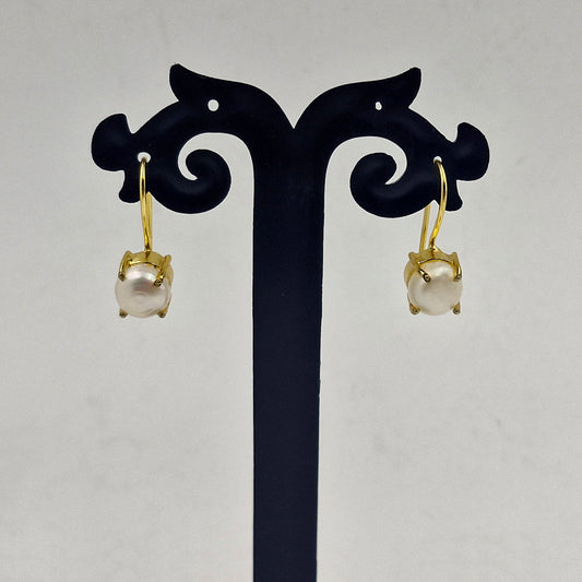 Minimal Gold Pearl Hoop Earrings for Women Elegant Jewelry EAR15-GLD