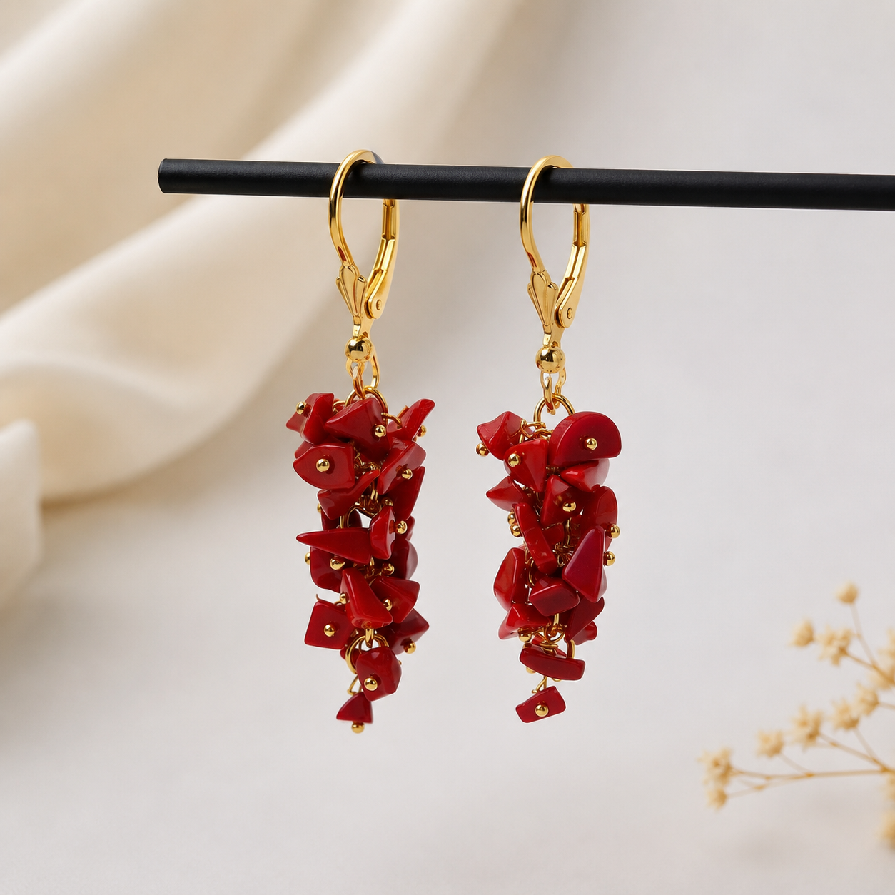 Boho Cluster Drop Earrings for Women Statement Fashion Jewelry EAR16-GLD