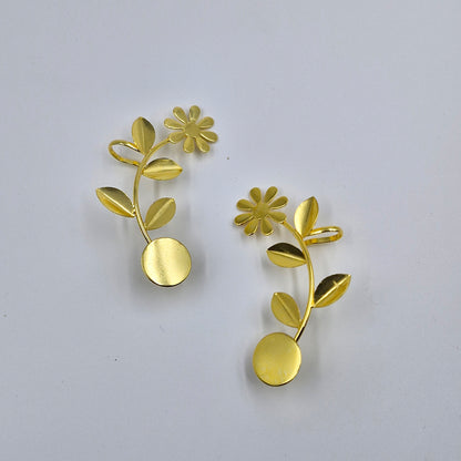 Gold Plated Floral Ear Cuff Earrings for Women EC01-GLD