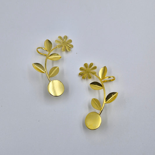 Gold Plated Floral Ear Cuff Earrings for Women EC01-GLD