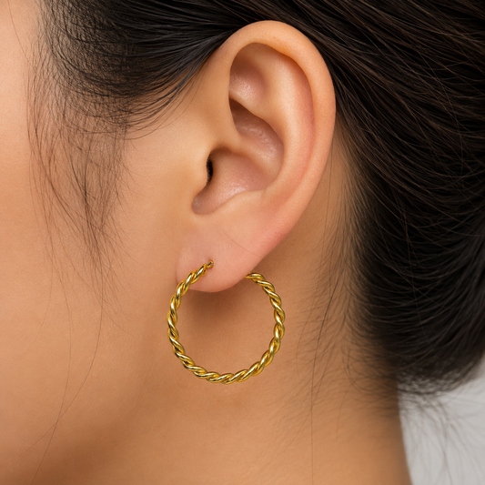 Gold Plated Twisted Hoop Earrings for Women Trendy Statement Jewelry HP02-GLD