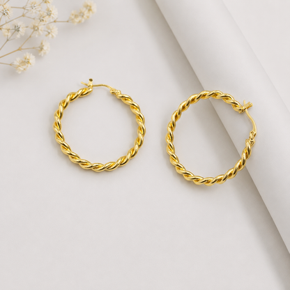 Gold Plated Twisted Hoop Earrings for Women Trendy Statement Jewelry HP02-GLD