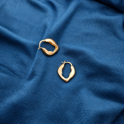 Gold Plated Organic Hoop Earrings for Women Modern Statement Jewelry HP03-GLD