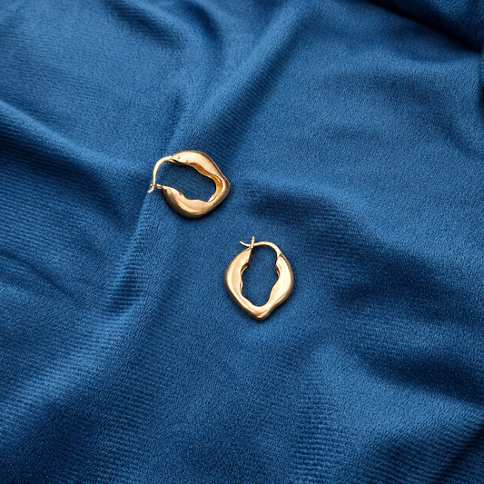 Gold Plated Organic Hoop Earrings for Women Modern Statement Jewelry HP03-GLD