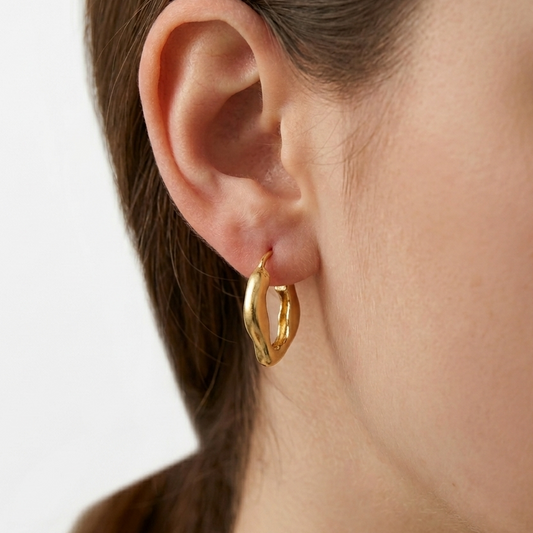 Gold Plated Organic Hoop Earrings for Women Modern Statement Jewelry HP03-GLD