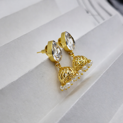 Imperial Dome Gold Plated Jhumka Earrings JH02-GLD