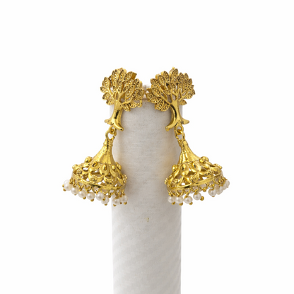 Gold Tree Jhumka Earrings for Women Ethnic Statement Jewelry JH05-GLD