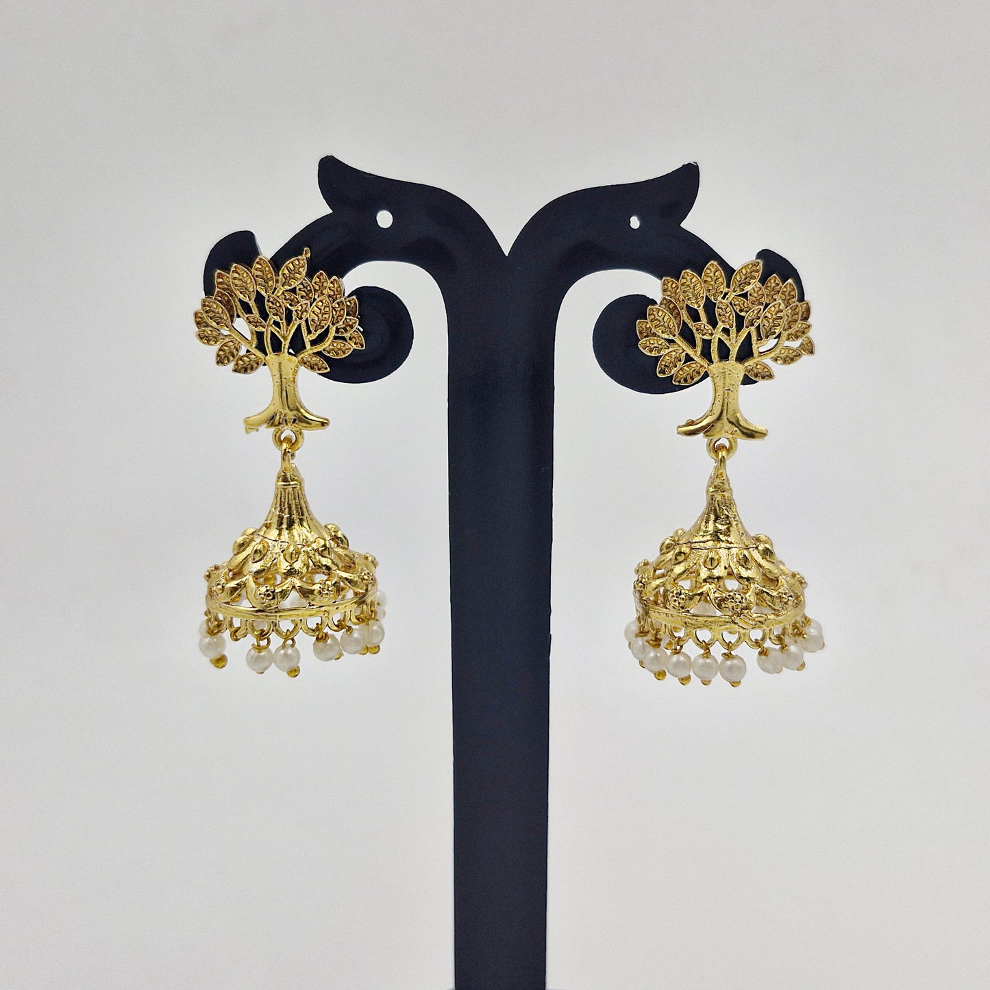 Gold Tree Jhumka Earrings for Women Ethnic Statement Jewelry JH05-GLD