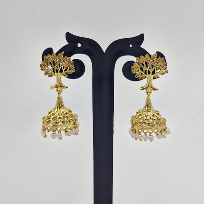 Gold Tree Jhumka Earrings for Women Ethnic Statement Jewelry JH05-GLD