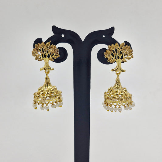 Gold Tree Jhumka Earrings for Women Ethnic Statement Jewelry JH05-GLD