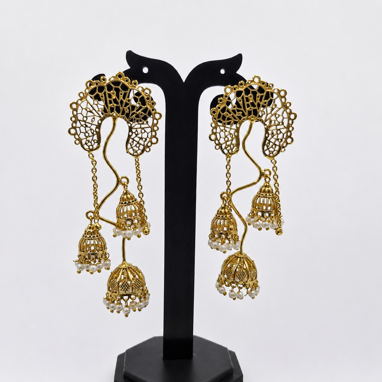 Gold Plated Designer Jhumka Earrings for Women Ethnic Statement Jewelry JH07-GLD