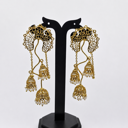 Gold Plated Designer Jhumka Earrings for Women Ethnic Statement Jewelry JH07-GLD