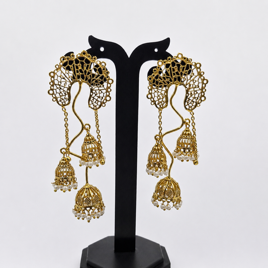 Gold Plated Designer Jhumka Earrings for Women Ethnic Statement Jewelry JH07-GLD