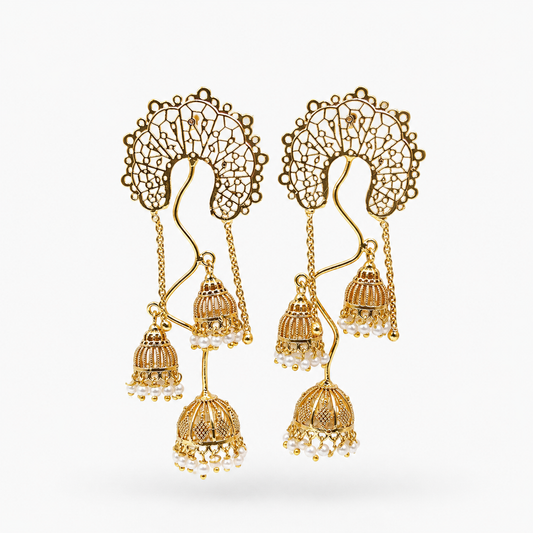 Gold Plated Designer Jhumka Earrings for Women Ethnic Statement Jewelry JH07-GLD