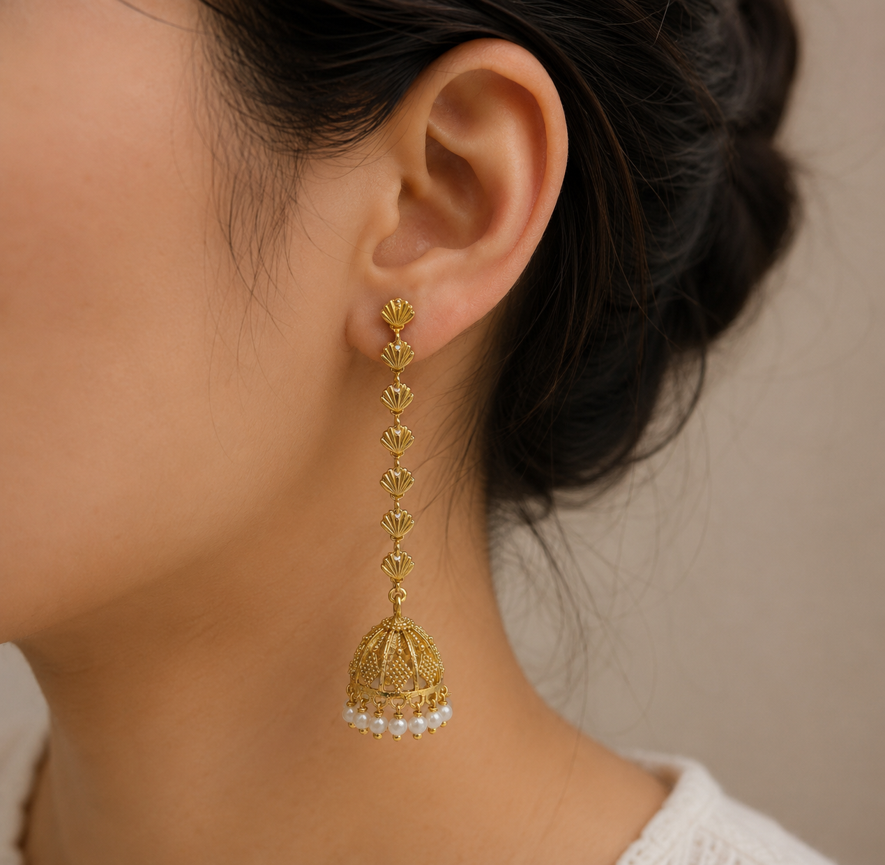Gold Plated Long Jhumka Earrings for Women Traditional Ethnic Jewelry JH08-GLD