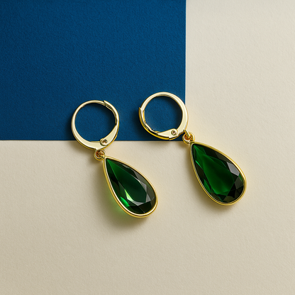 Green Long Tear Drop Earring