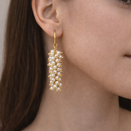 Cluster Of Pearl Earrings Lever Back
